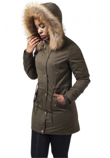 Urban Classics Ladies Sherpa Lined Peached Parka olive - S