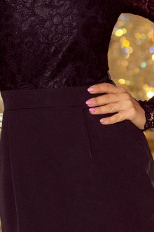 Dámské společenské šaty krajkové s dlouhým rukávem černé - S