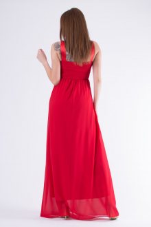 Dámské společenské šaty EVA & LOLA s krajkou dlouhé červené - S