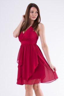 Dámské společenské a plesové šaty EVA & LOLA středně dlouhé červené - S
