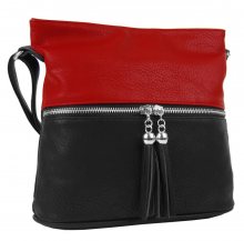 Malá crossbody kabelka se stříbrným zipem NH6020 černo-červená - černo-červená