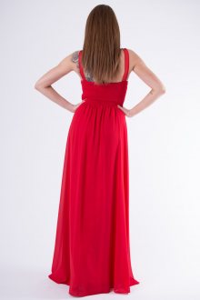 Dámské společenské a plesové šaty EVA & LOLA s kamínky dlouhé červené - M
