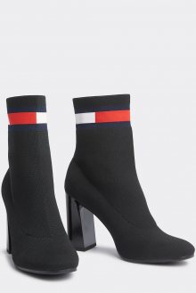 Tommy Hilfiger černé ponožkové boty na podpatku Sock Heeled Boot Black - 38