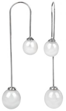JwL Luxury Pearls Stříbrné dvojité náušnice s pravými bílými perlami Dual JL0258