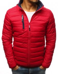 Pánská prošívaná bunda bez kapuce červená - XL