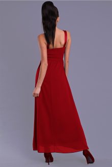 Dámské společenské šaty EVA LOLA s krajkou a kamínky dlouhé červené - M