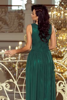 Luxusní dámské společenské a plesové šifonové šaty dlouhé zelené - S
