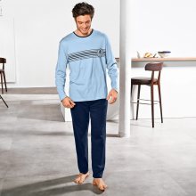 Blancheporte Pyžamo s kalhotami, bavlněný žerzej modrá/nám.modrá 78/86 (S)