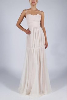 Dámské šaty SOKY SOKA na ramínka s šifonovou sukní dlouhé bílé - L