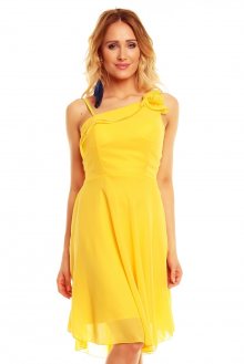Letní šaty s květinou na rameni šifonová sukně žluté - UNI