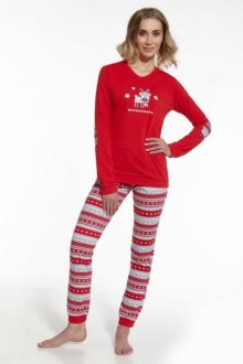 Cornette 671/54 Reindeer Červené Dámské pyžamo XL červená