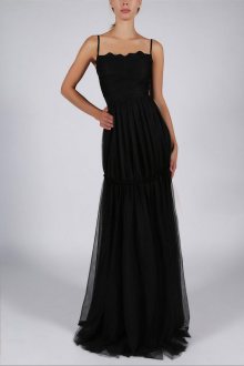 Dámské šaty SOKY SOKA na ramínka s šifonovou sukní dlouhé černé - M