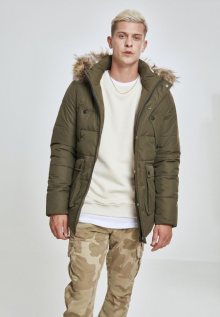 Urban Classics Faux Fur Hooded Jacket darkolive - S