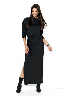 Dámské elegantní šaty s rozparkem dlouhé černé - S
