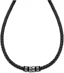 Lotus Style Černý kožený náhrdelník LS2068-1/2