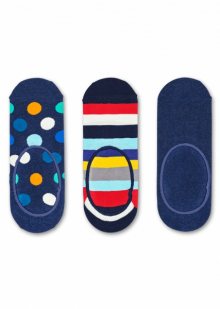 Happy Socks 3 pack modrých nízkých ponožek do tenisek Stripe Dot - 41-46