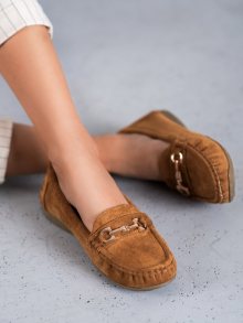 Trendy dámské hnědé  mokasíny bez podpatku