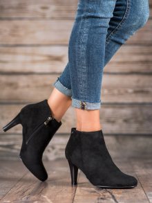 Luxusní  kotníčkové boty dámské černé na jehlovém podpatku
