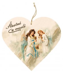 Andělé - dřevěné srdce