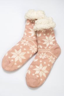 Blancheporte Ponožky zimní, sněhové vločky růžová 35-42