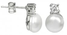 JwL Luxury Pearls Stříbrné náušnice s perlou a krystalem JL0196