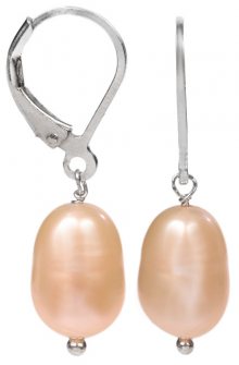 JwL Luxury Pearls Stříbrné náušnice s pravou perlou lososové barvy JL0146