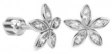Brilio Silver Květinové náušnice s krystaly 436 001 00438 04