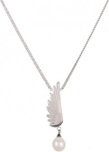 JwL Luxury Pearls Ocelový náhrdelník s pravou perlou Andělské křídlo JL0467CH