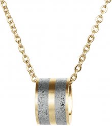 Gravelli Ocelový náhrdelník s betonovým přívěskem a jemným řetízkem zlatá/šedá Fusion GJPWYGG101CCH 44,5 cm