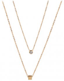 Troli dvojitý náhrdelník s kostičkou z pozlacené oceli TO2144