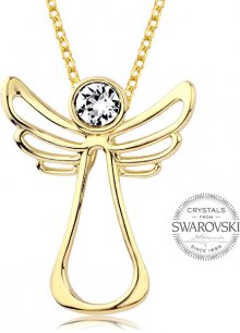 Levien Pozlacený náhrdelník s čirým krystalem Guardian Angel LE0122