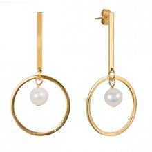 JwL Luxury Pearls Dlouhé ocelové náušnice s pravými perlami JL0489CH