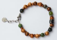 Green Time Náramek z dřevěných korálků a jadeitu ZWB219D