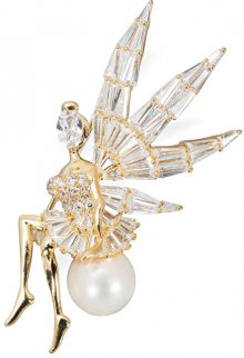 JwL Luxury Pearls Luxusní třpytivá brož anděl/víla s pravou perlou JL0448
