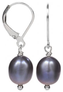 JwL Luxury Pearls Stříbrné náušnice s pravou kovově modrou perlou JL0147