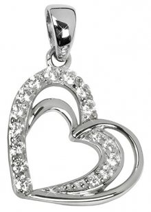 Silver Cat Stříbrný přívěsek ve tvaru srdce s krystaly SC169