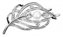 JwL Luxury Pearls Kouzelná brož peříčko s pravou perlou a krystaly JL0517