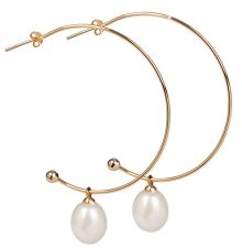 JwL Luxury Pearls Pozlacené půlkruhové náušnice 2v1 s pravými perlami JL0298