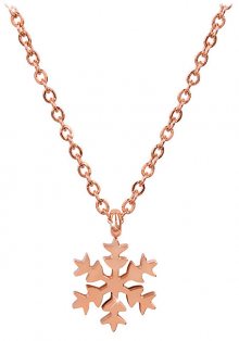 Troli Růžově pozlacený ocelový náhrdelník Sněhová vločka 79 rose gold TO1905