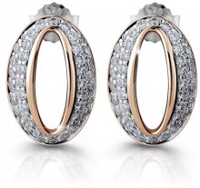 Modesi Elegantní bronzové náušnice ze stříbra se zirkony M25007