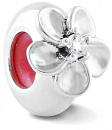 Infinity Love Stříbrný korálek brzdička s květem HSZ-1227-D