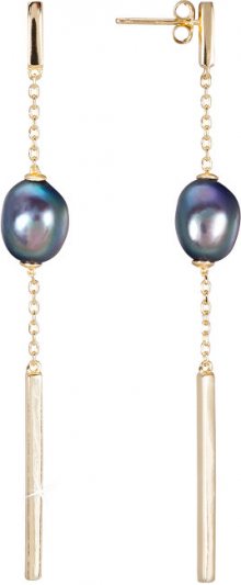 JwL Luxury Pearls Zlacené stříbrné náušnice s pravou modrou perlou JL0463