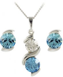 MHM Souprava šperků Sisi Aquamarine 34176 (náušnice, řetízek, přívěsek)