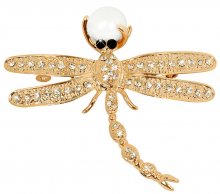 JwL Luxury Pearls Nádherná pozlacená brož Vážka 2v1 s pravou perlou JL0384