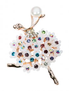 JwL Luxury Pearls Originální brož 2v1 Baletka s květovanou sukní JL0521