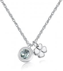 S`Agapõ Ocelový náhrdelník s krystalem a čtyřlístkem Light SKT02