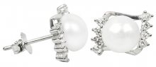 JwL Luxury Pearls Stříbrné náušnice s pravou perlou a krystaly JL0292