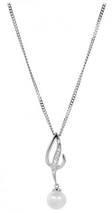 Silver Cat Elegantní náhrdelník se zirkony a perličkou SC283 (řetízek, přívěsek)