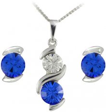 MHM Souprava šperků Sisi Sapphire 34148 (náušnice, řetízek, přívěsek)