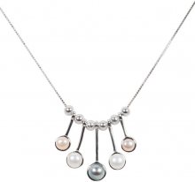 JwL Luxury Pearls Něžný stříbrný náhrdelník s pravými perličkami JL0459 (řetízek, přívěsek)